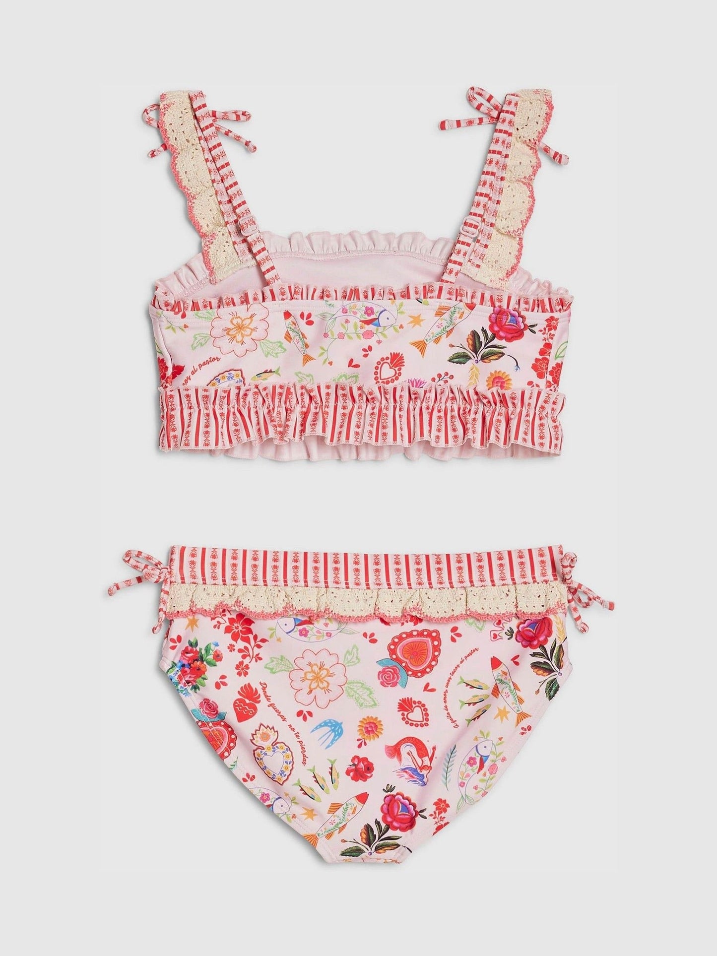 Dsiney Kidz - River Island Pink Mexicana Placement Frill Bikini image 2