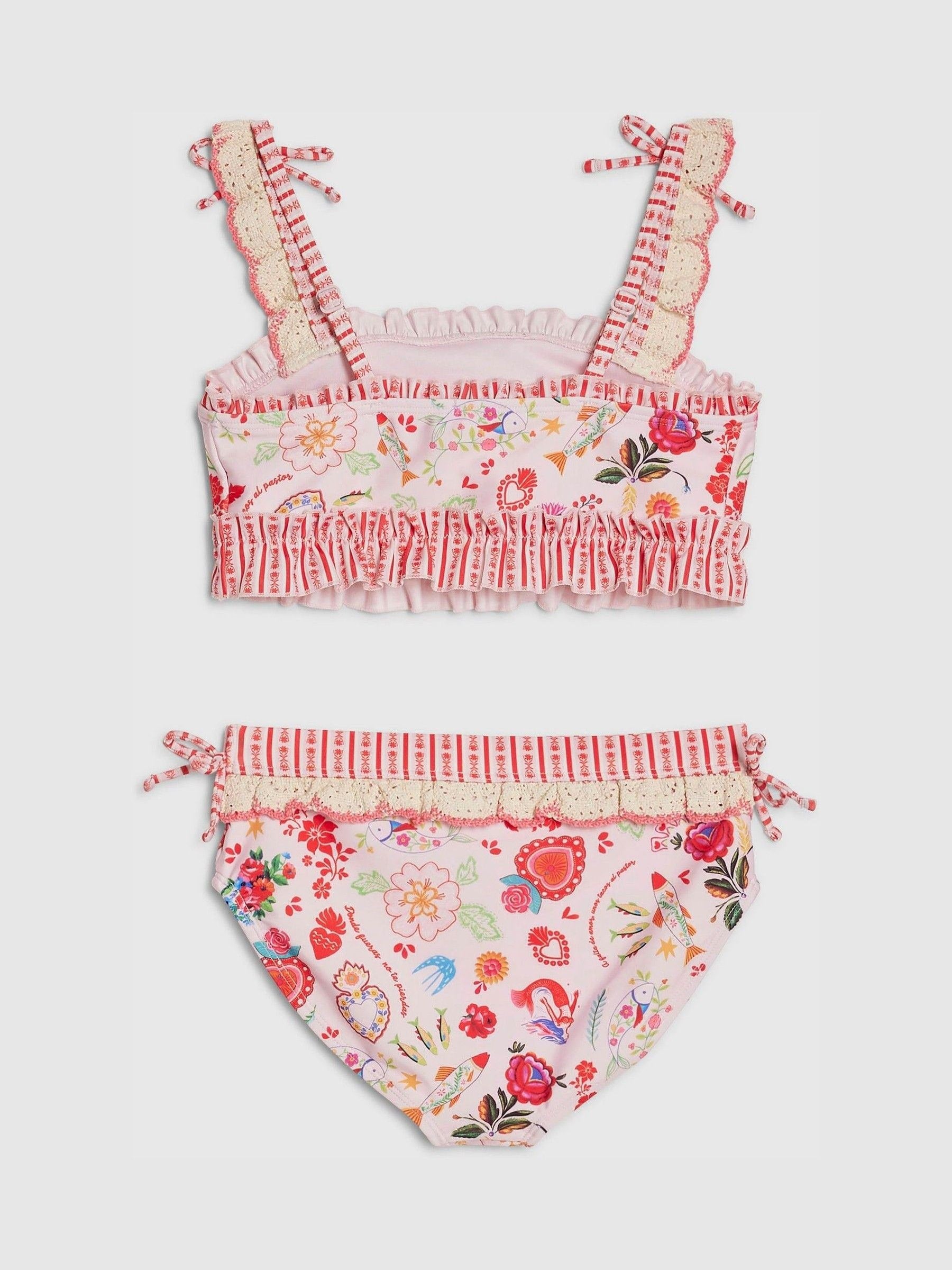 Dsiney Kidz - River Island Pink Mexicana Placement Frill Bikini image 2