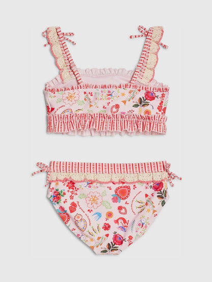 Dsiney Kidz - River Island Pink Mexicana Placement Frill Bikini image 2