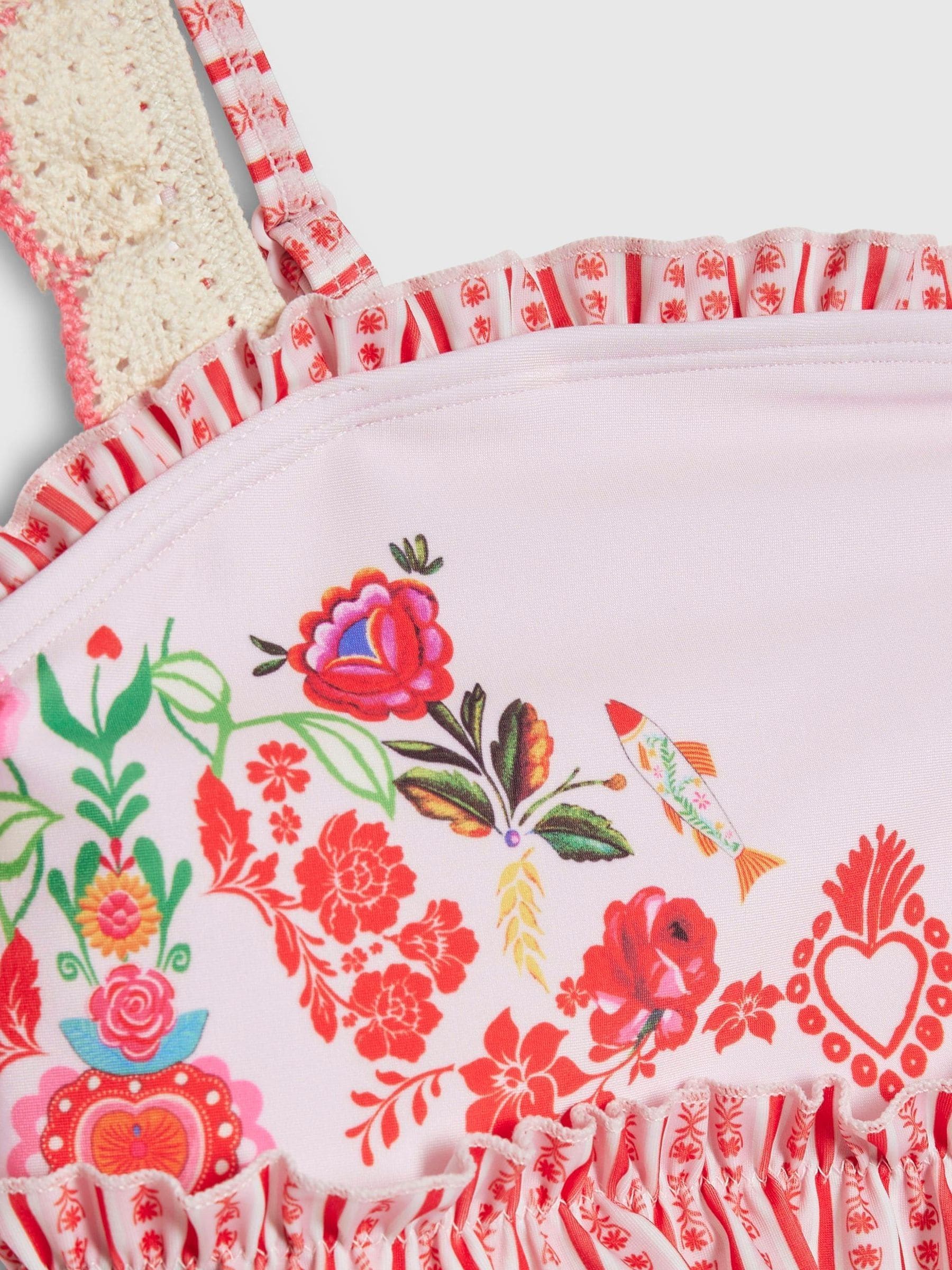 Dsiney Kidz - River Island Pink Mexicana Placement Frill Bikini image 4