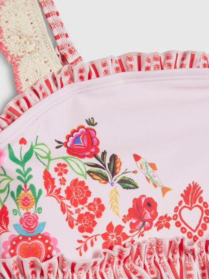Dsiney Kidz - River Island Pink Mexicana Placement Frill Bikini image 4