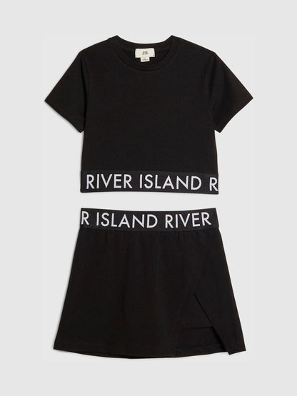Dsiney Kidz - River Island Black Logo T-Shirt & Skort Set image 1