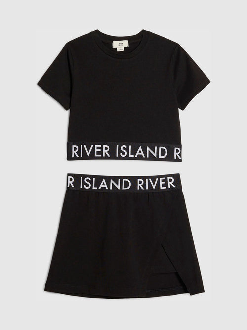 Dsiney Kidz - River Island Black Logo T-Shirt & Skort Set image 1