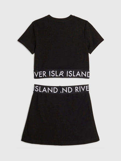 Dsiney Kidz - River Island Black Logo T-Shirt & Skort Set image 2