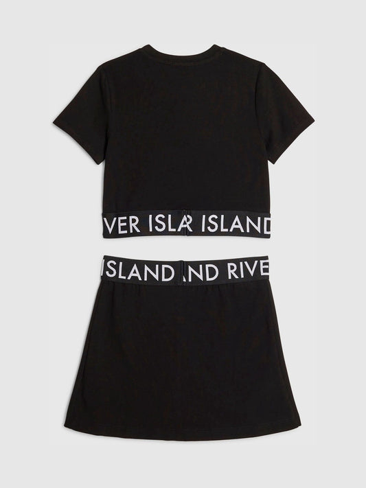 Dsiney Kidz - River Island Black Logo T-Shirt & Skort Set image 2