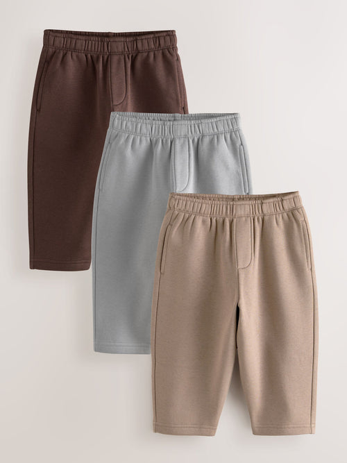 Brown/Grey Wide Joggers 3 Pack (3mths-7yrs) image 1