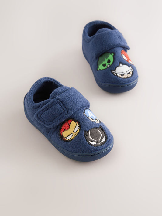 Navy Marvel Cosy Touch Fastening Cupsole Slippers image 1