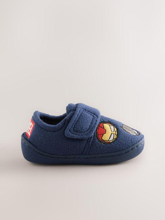 Navy Marvel Cosy Touch Fastening Cupsole Slippers image 2