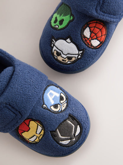 Navy Marvel Cosy Touch Fastening Cupsole Slippers image 4