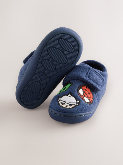Navy Marvel Cosy Touch Fastening Cupsole Slippers image 5