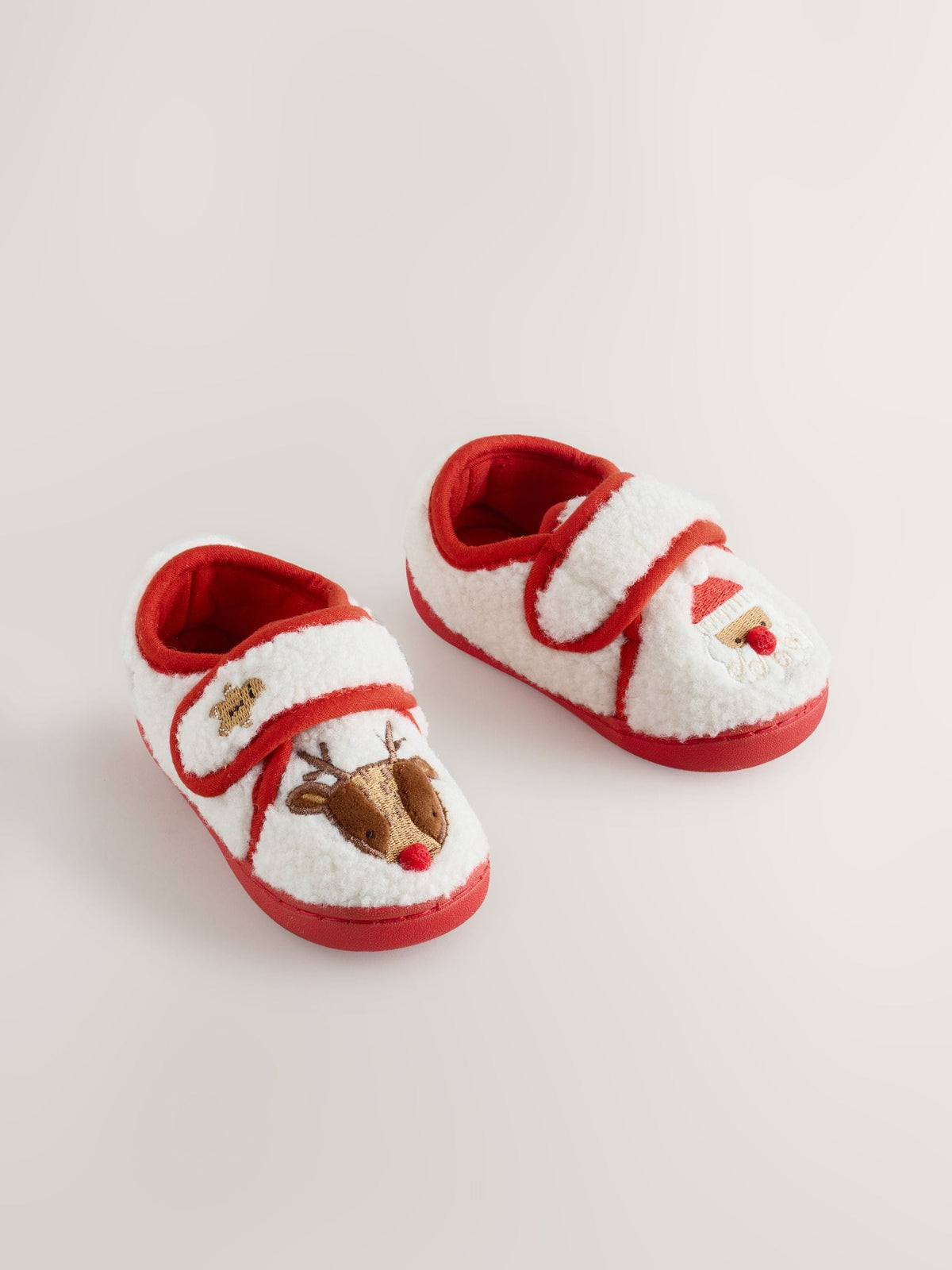 Cream Christmas Touch Fastening Cupsole Slippers - image 1
