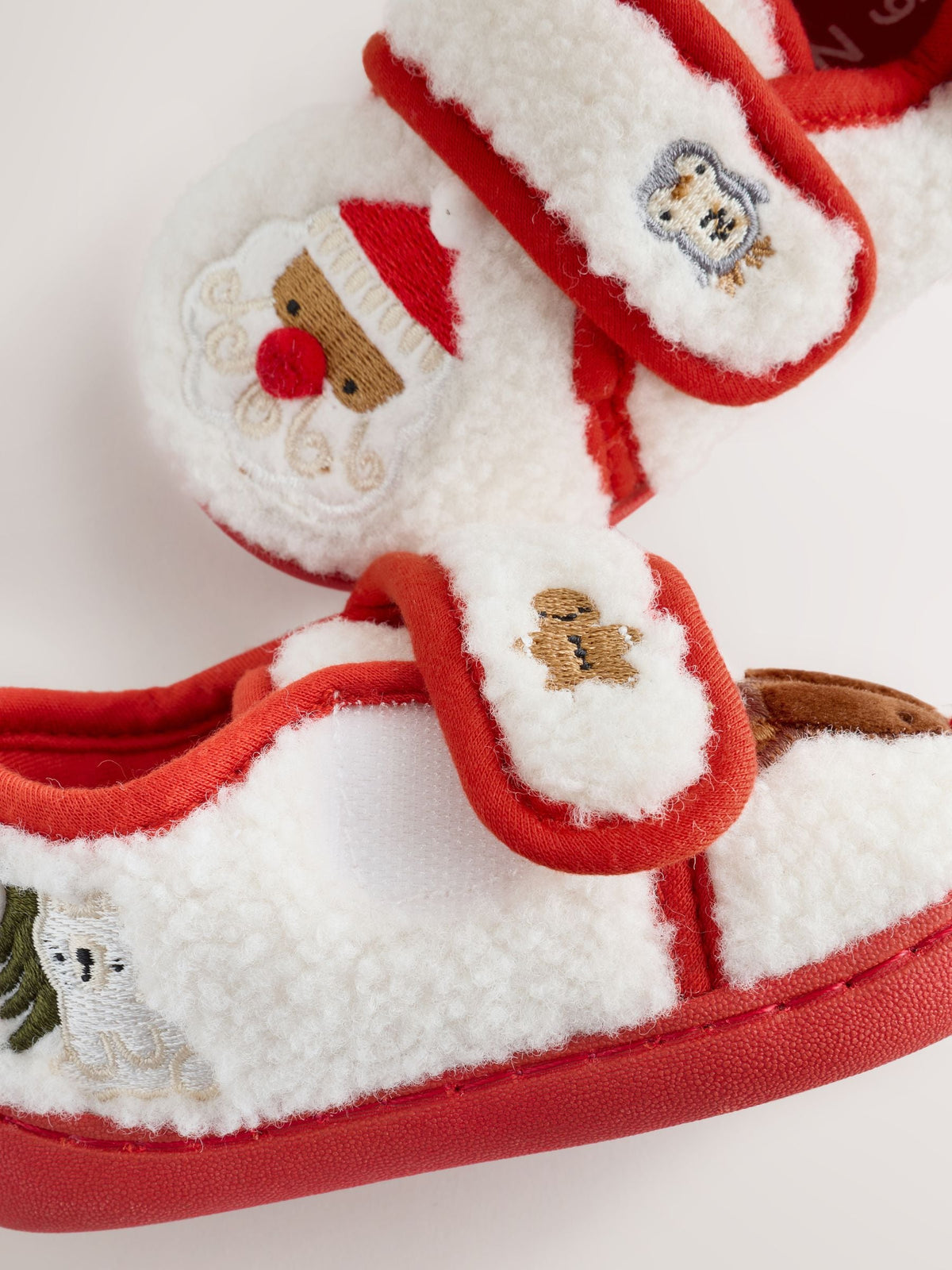 Cream Christmas Touch Fastening Cupsole Slippers - image 6