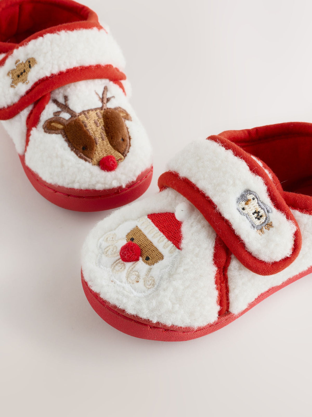 Cream Christmas Touch Fastening Cupsole Slippers - image 8