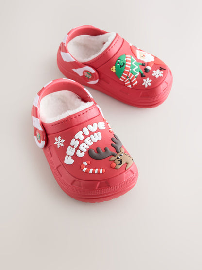 Dsiney Kidz - Red Festive Warm Lined Slipper Clogs image 1
