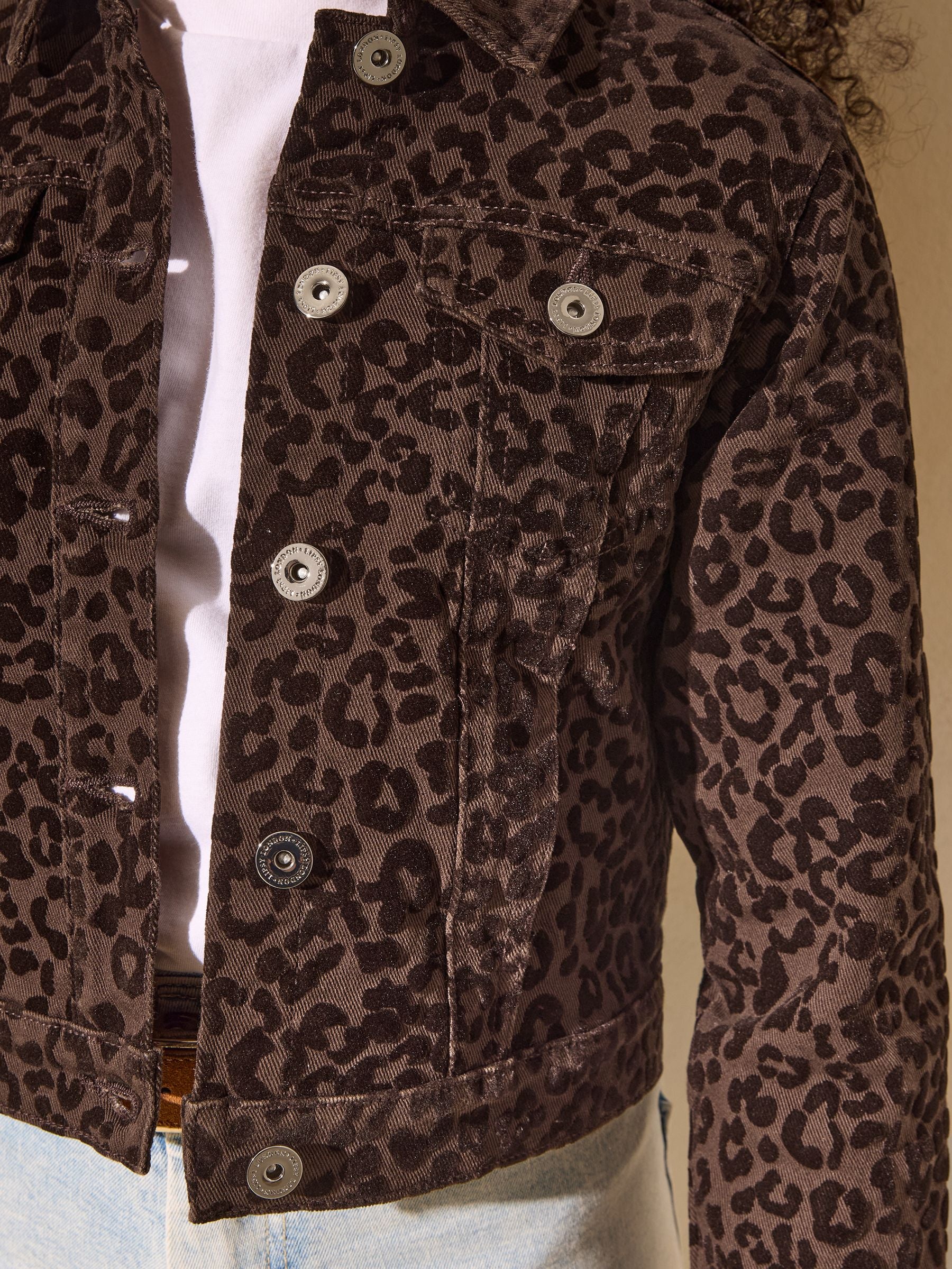 Dsiney Kidz - Lipsy Brown Leopard Denim Jacket (5-16yrs) image 2
