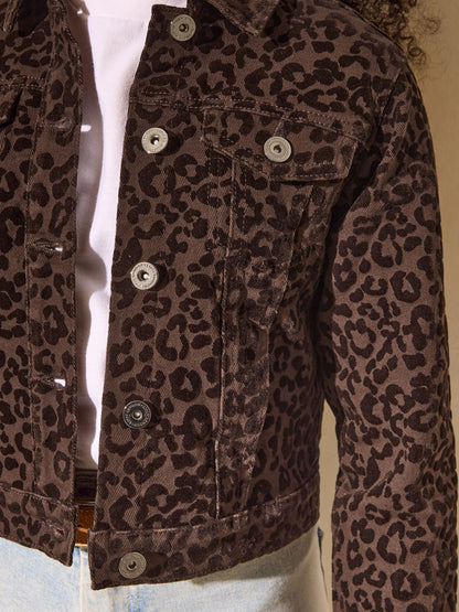 Dsiney Kidz - Lipsy Brown Leopard Denim Jacket (5-16yrs) image 2
