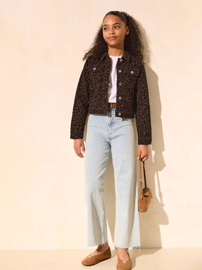 Dsiney Kidz - Lipsy Brown Leopard Denim Jacket (5-16yrs) image 3