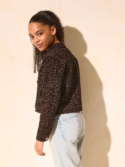Dsiney Kidz - Lipsy Brown Leopard Denim Jacket (5-16yrs) image 4