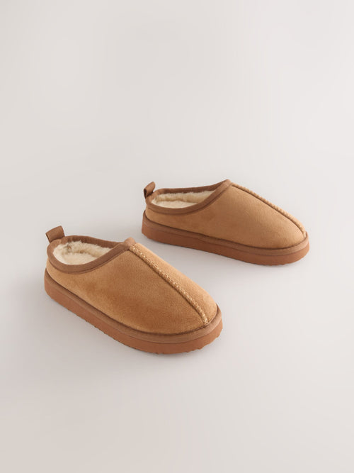 Tan Brown Cosy Mule Slippers image 1