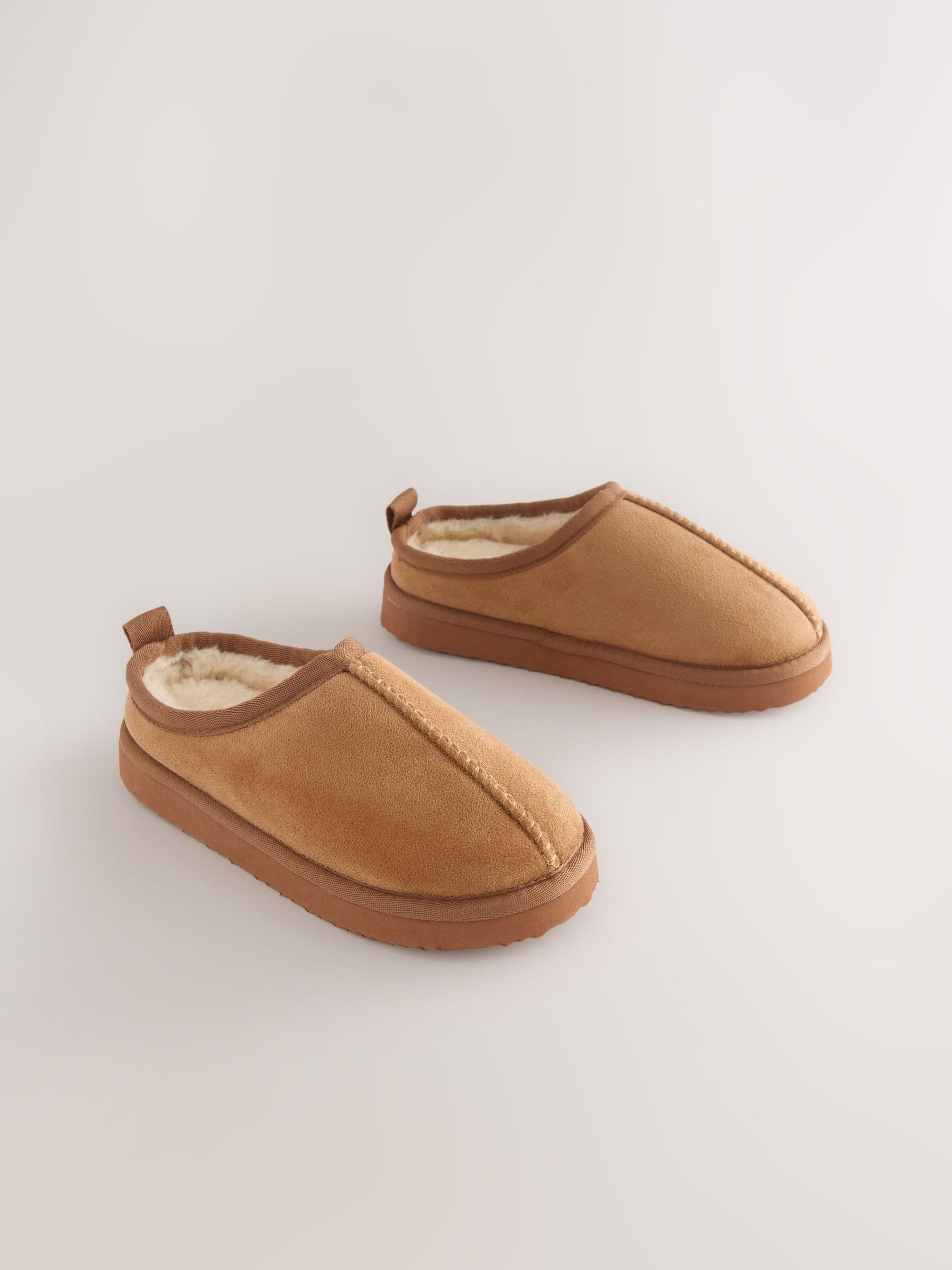 Tan Brown Cosy Mule Slippers image 1