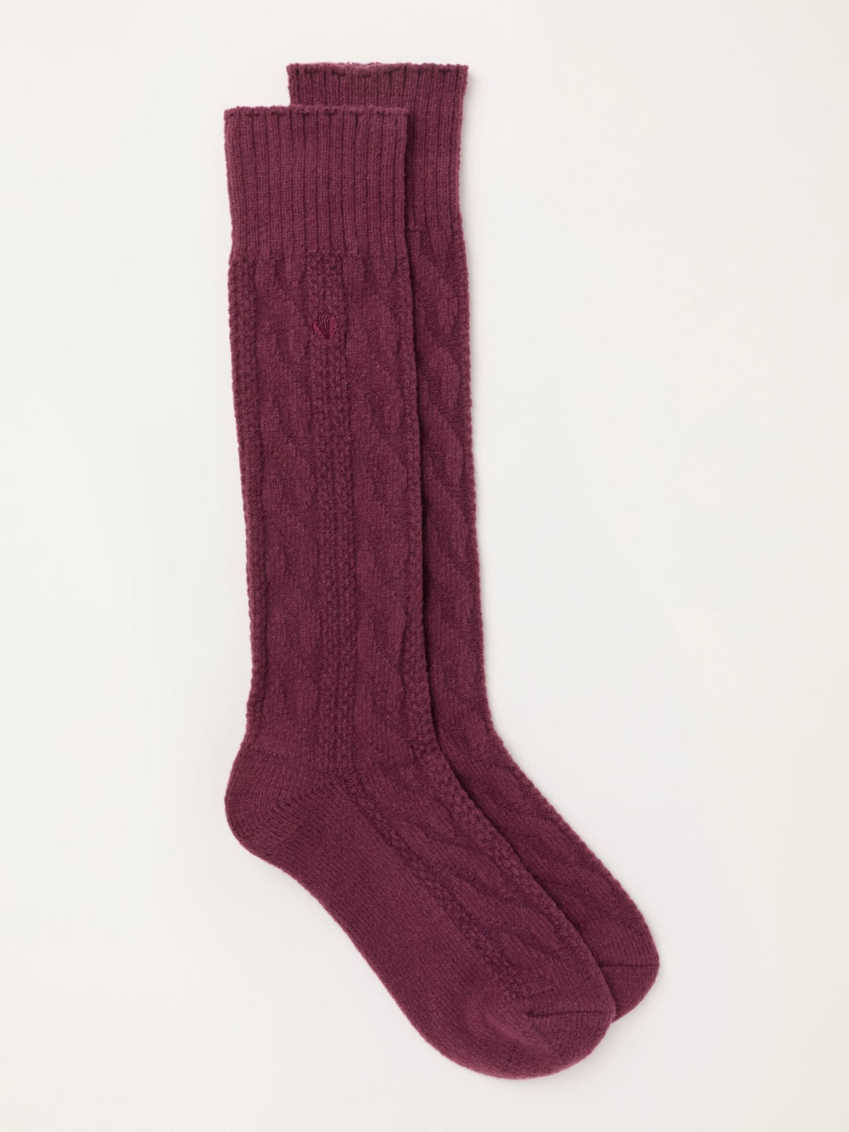 FatFace Burgundy Knee High Cable Socks - image 1