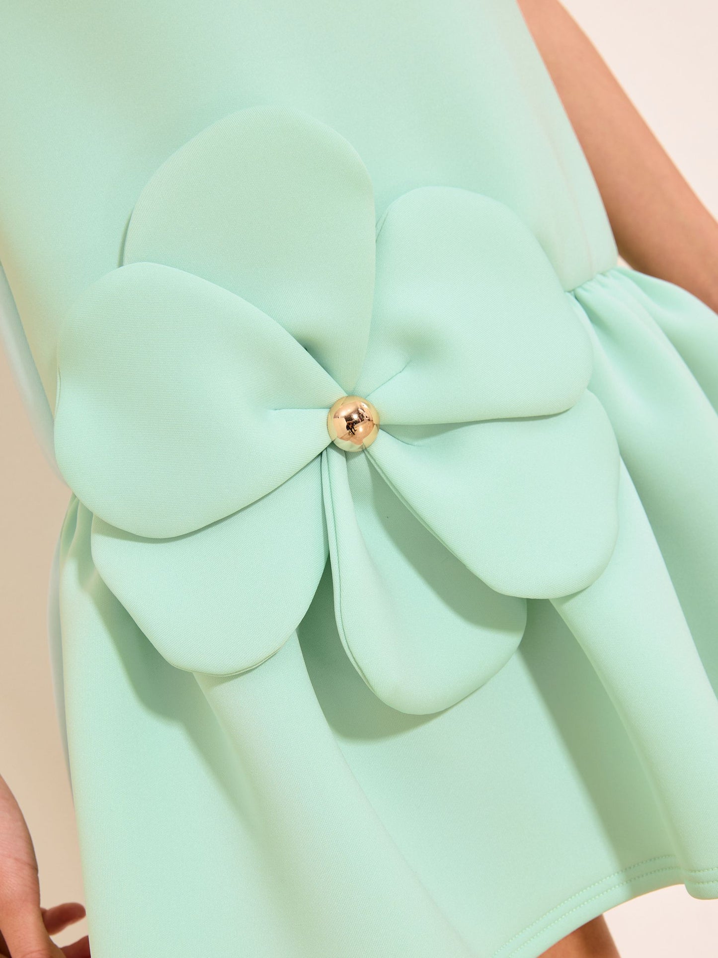 Lipsy Mint Green 3D Flower Scuba Occasion Dress (5-16yrs) image 2