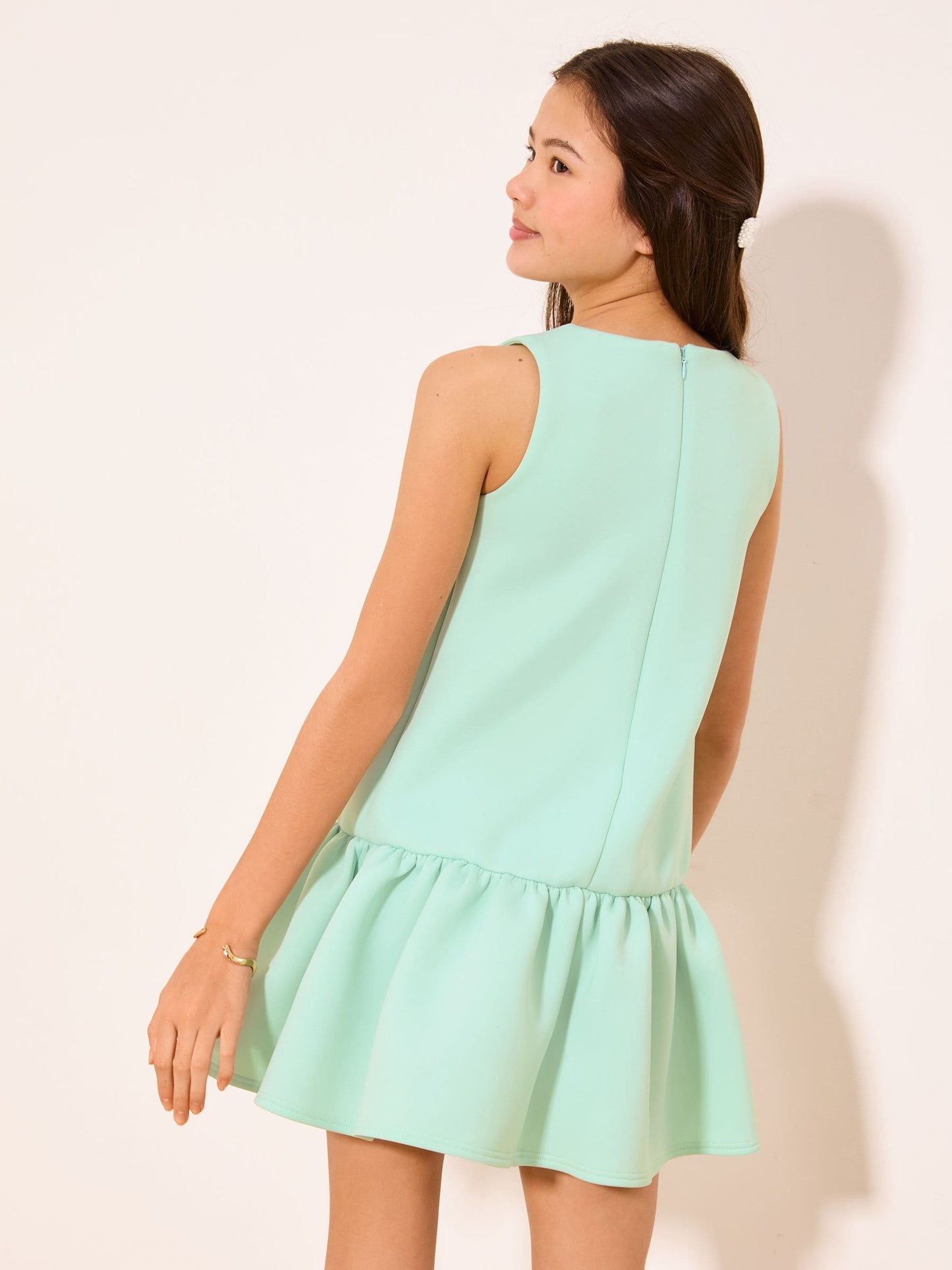 Lipsy Mint Green 3D Flower Scuba Occasion Dress (5-16yrs) image 5