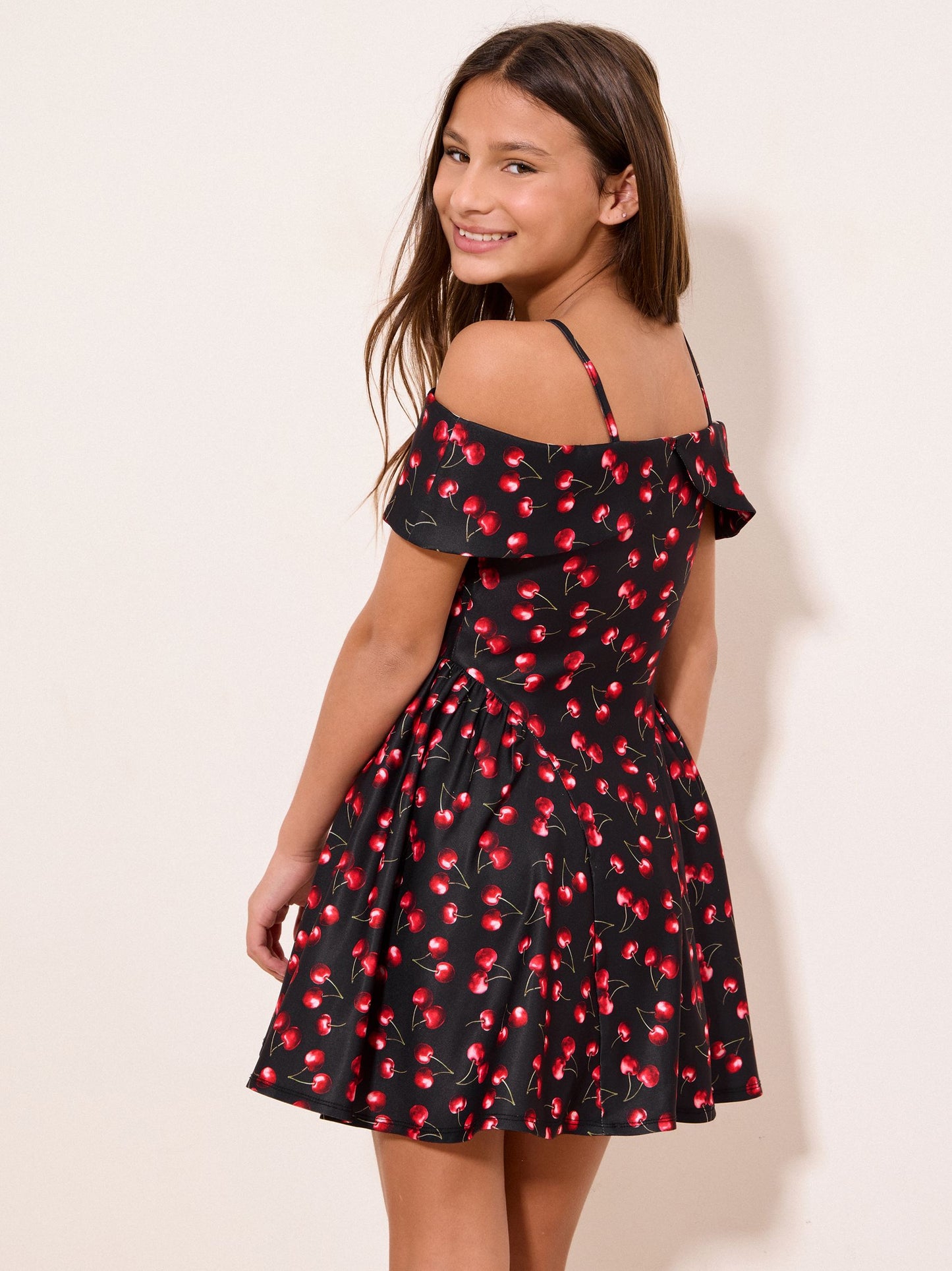 Dsiney Kidz - Lipsy Black Cherry Bow Bardot Dress (10-16yrs) image 4