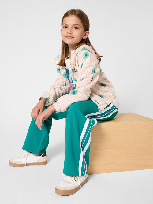 Kids Around Green Wide Leg Joggers With Stripe Detail image 1