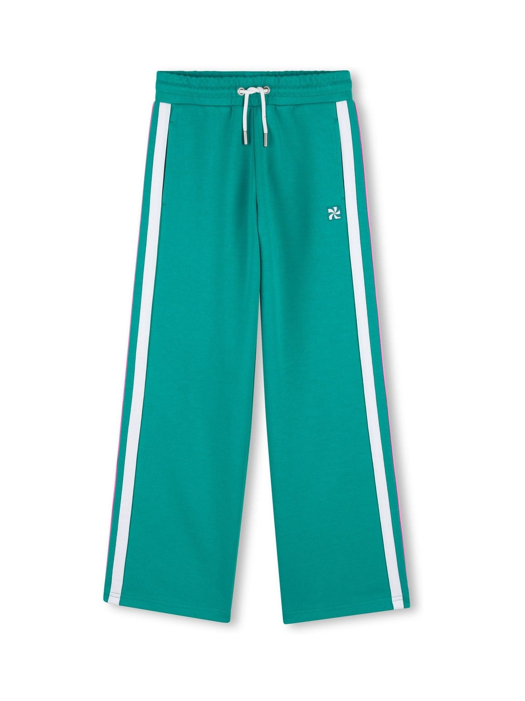 Kids Around Green Wide Leg Joggers With Stripe Detail image 2