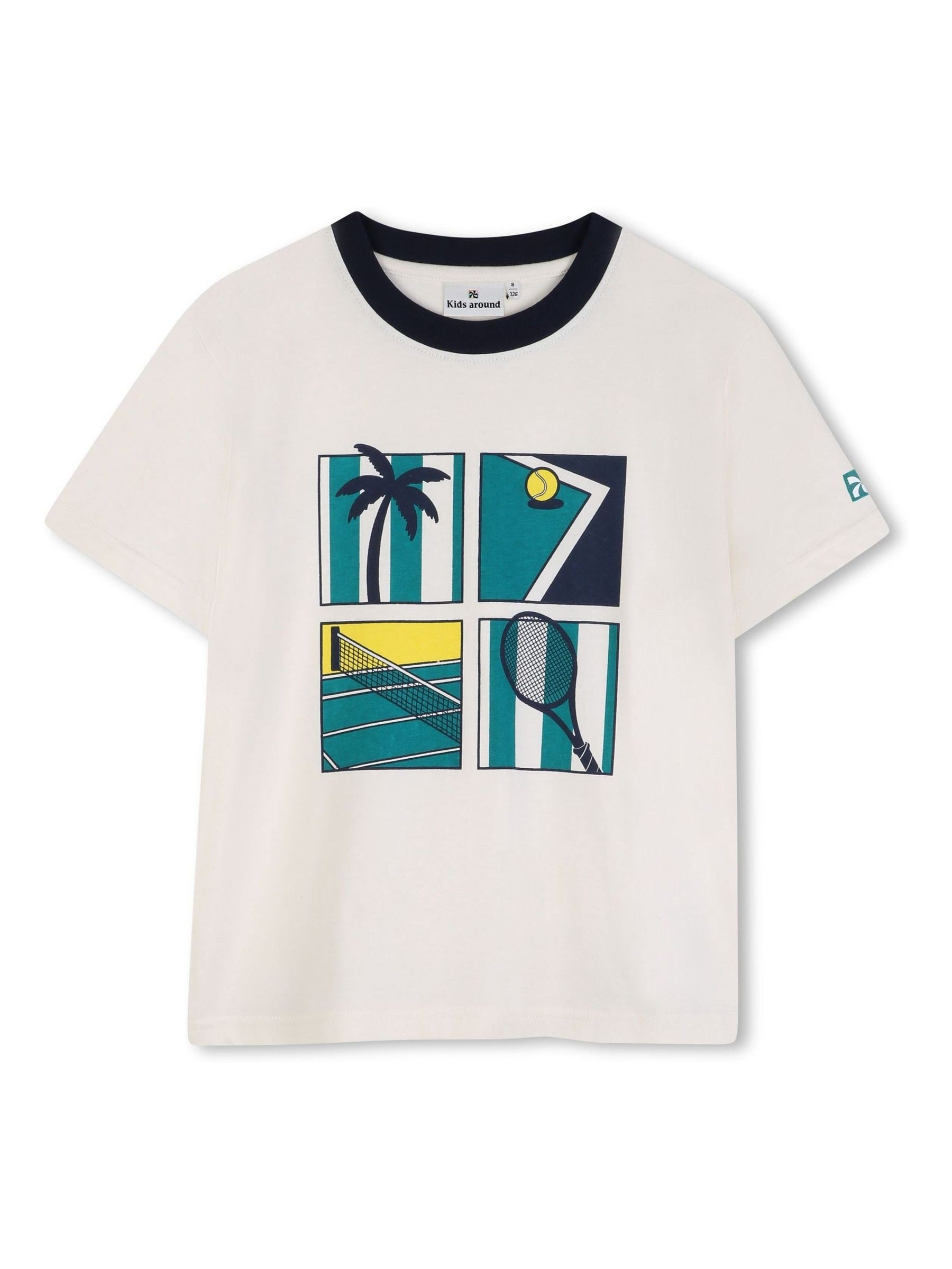 Kids Around Cream Tennis Club Summer Graphic Print Short Sleeve T-Shirt image 2