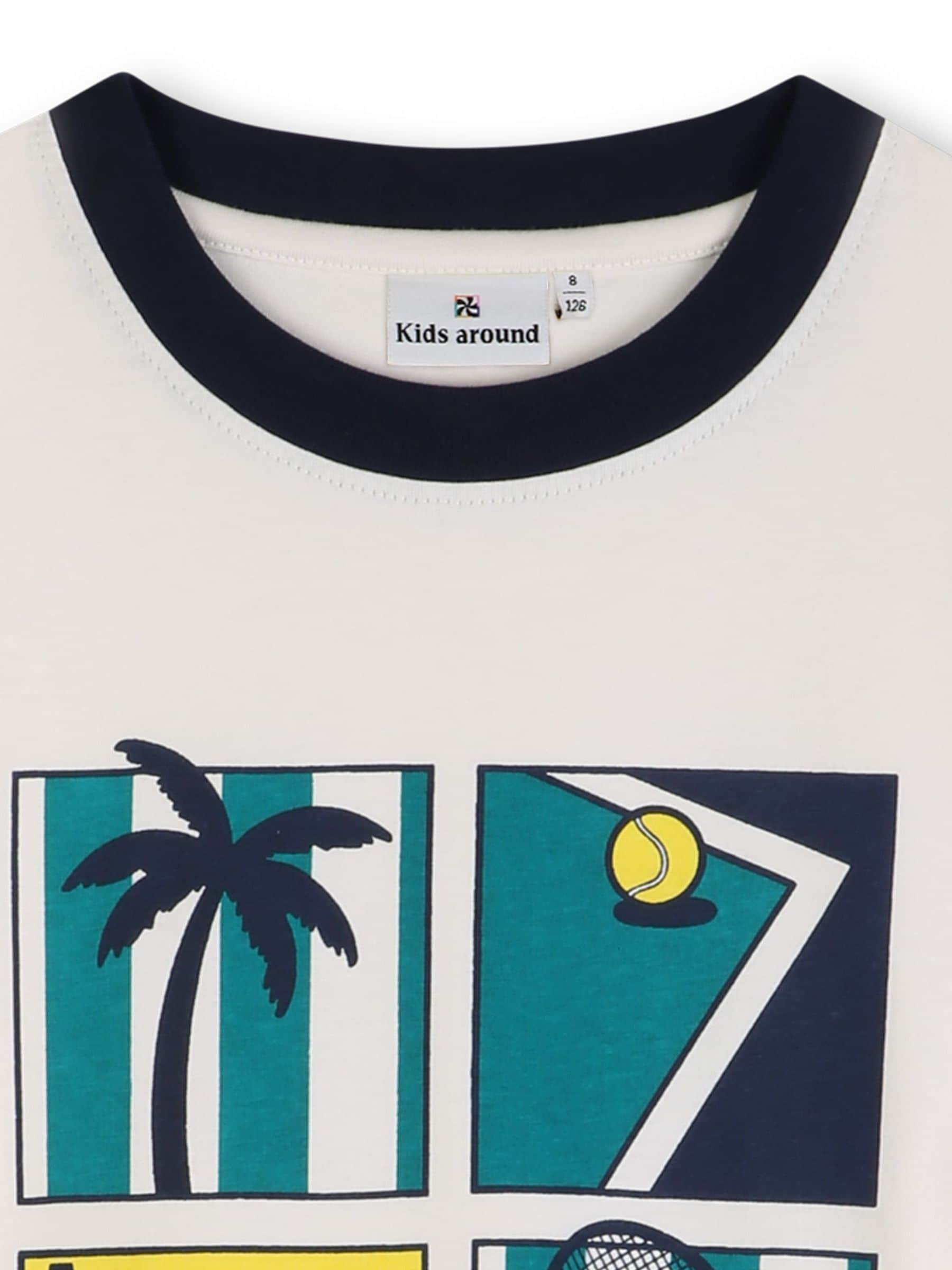 Kids Around Cream Tennis Club Summer Graphic Print Short Sleeve T-Shirt image 4