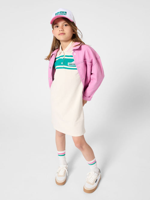Kids Around Cream Tennis Club Colourblock Short Sleeve Polo Dress image 1