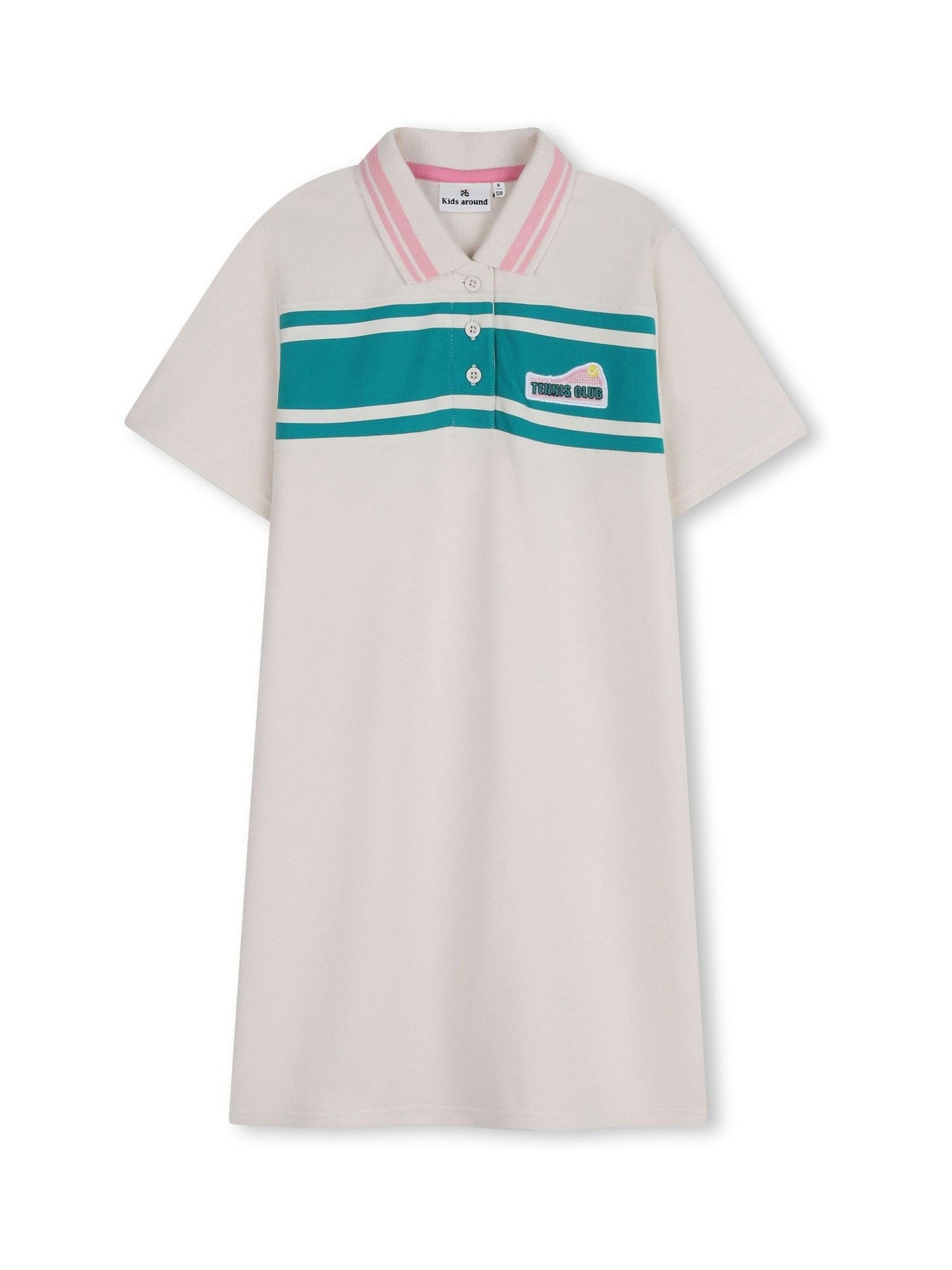 Kids Around Cream Tennis Club Colourblock Short Sleeve Polo Dress image 2