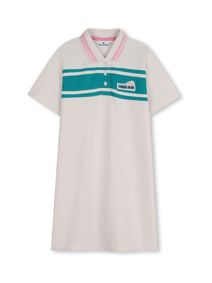 Kids Around Cream Tennis Club Colourblock Short Sleeve Polo Dress image 2