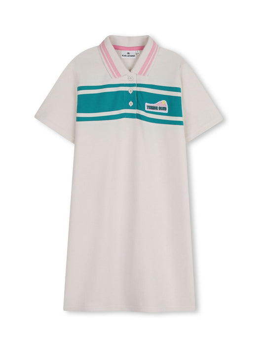 Kids Around Cream Tennis Club Colourblock Short Sleeve Polo Dress image 2