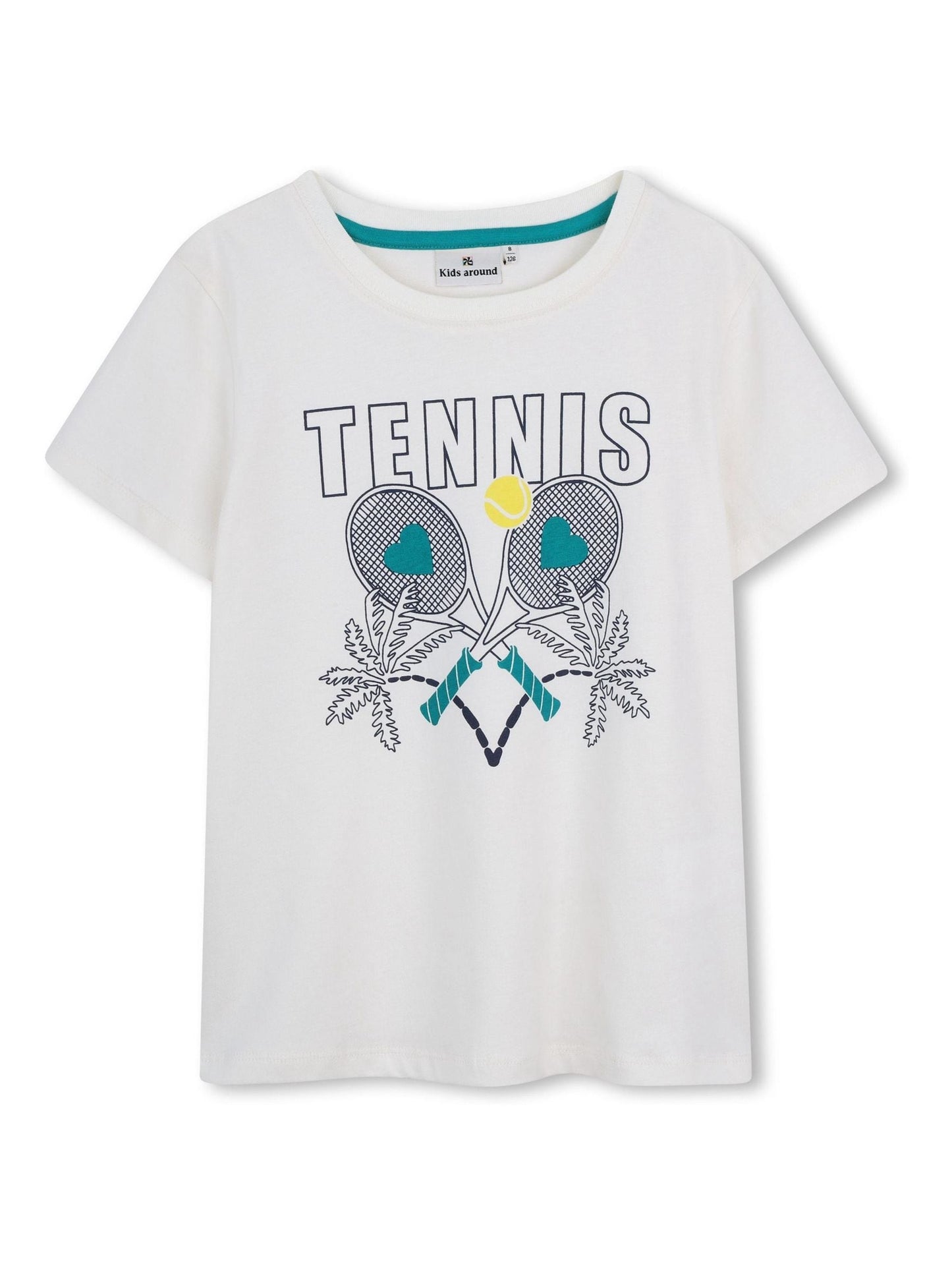 Kids Around Cream Tennis Graphic Print Short Sleeve T-Shirt image 2