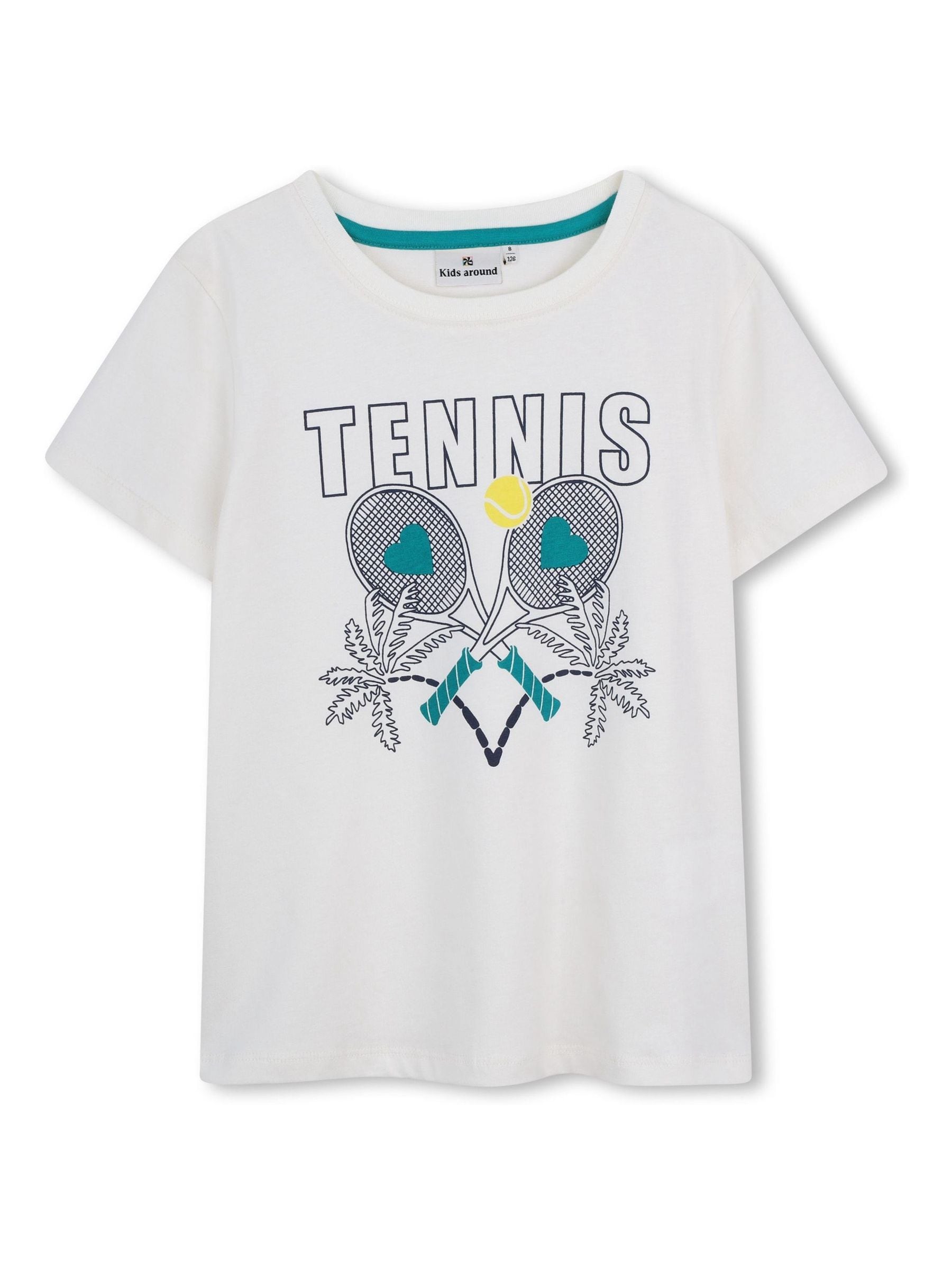 Kids Around Cream Tennis Graphic Print Short Sleeve T-Shirt image 2
