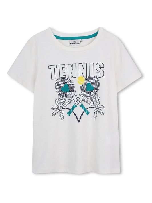 Kids Around Cream Tennis Graphic Print Short Sleeve T-Shirt image 2