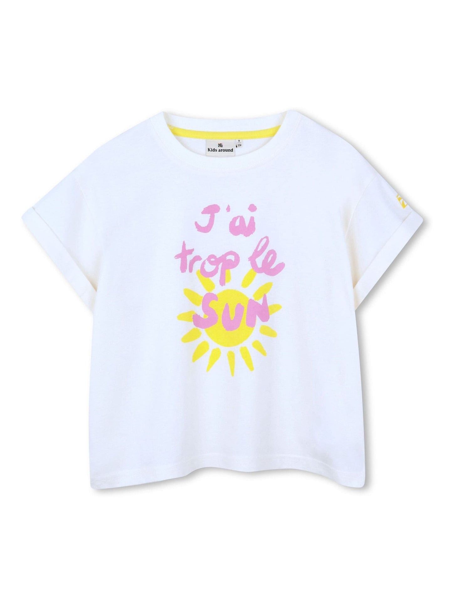 Kids Around White Sun Slogan Summer Graphic Print Short Sleeve T-Shirt image 1