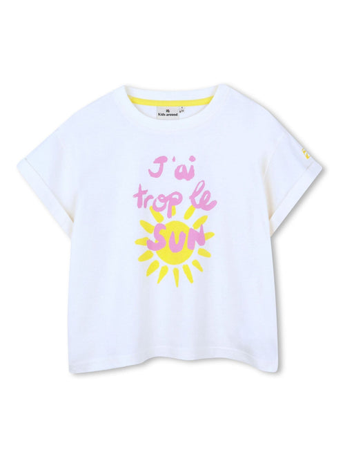 Kids Around White Sun Slogan Summer Graphic Print Short Sleeve T-Shirt image 1