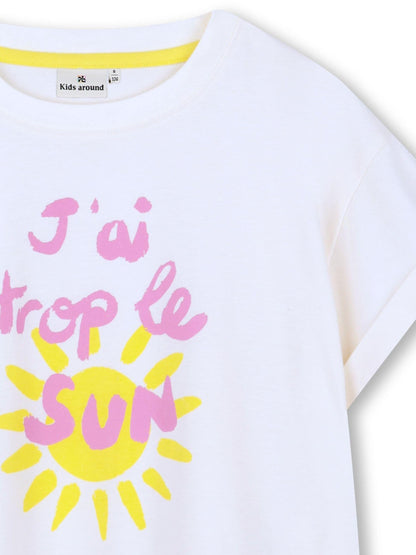 Kids Around White Sun Slogan Summer Graphic Print Short Sleeve T-Shirt image 3