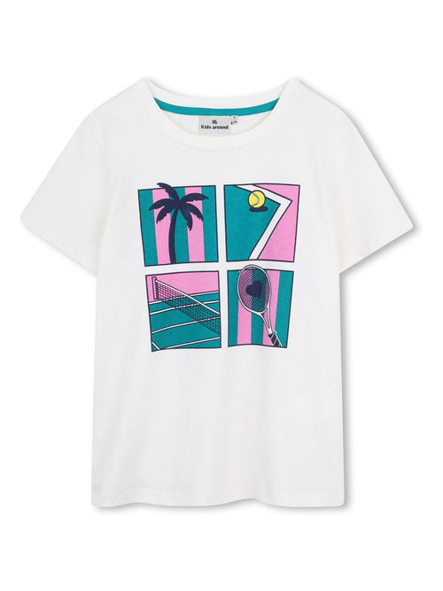 Kids Around Cream Tennis Club Summer Graphic Print Short Sleeve T-Shirt image 1