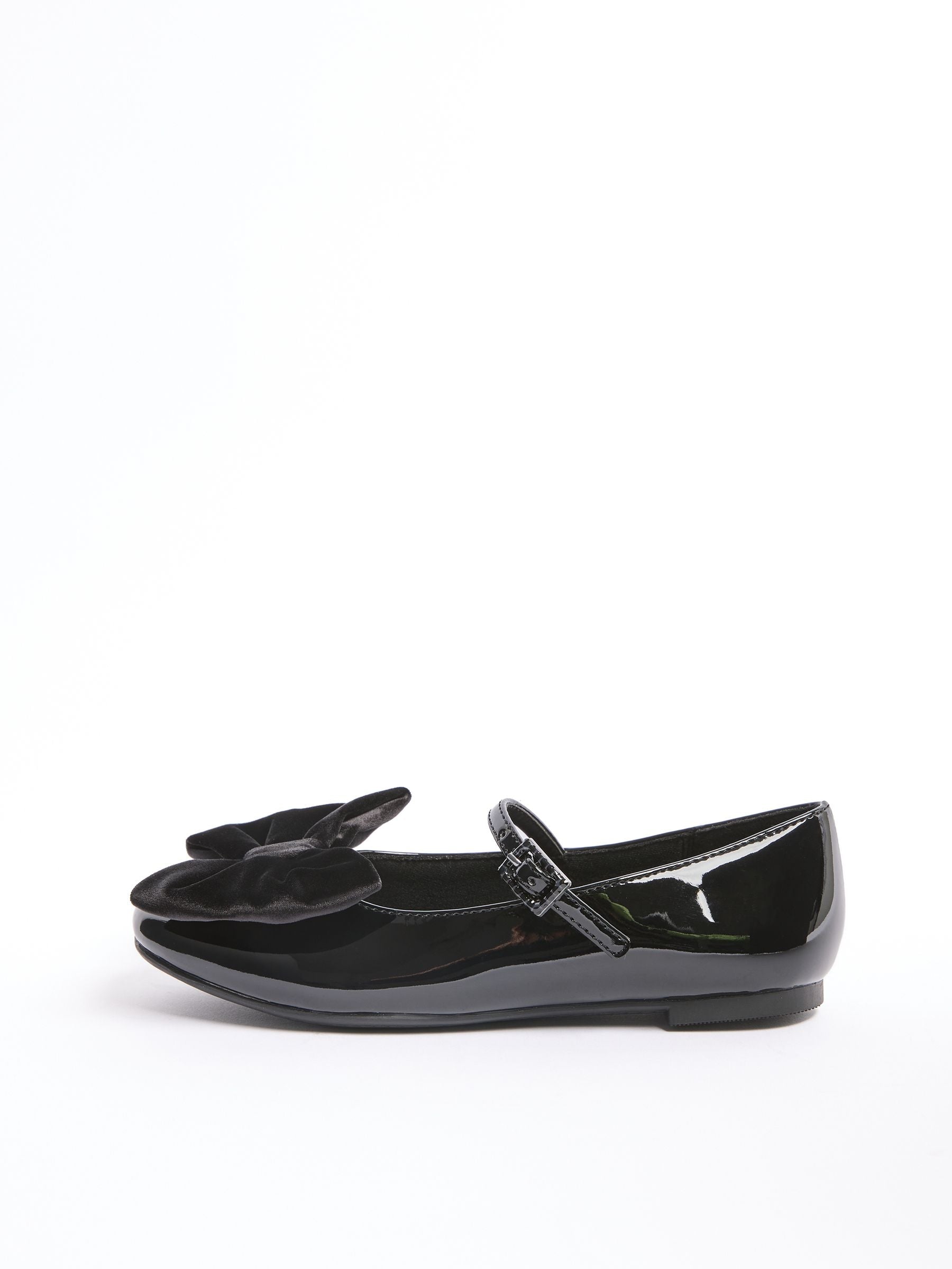 Lipsy Black Patent Faux Leather Velvet Bow Detail Ballerina image 5