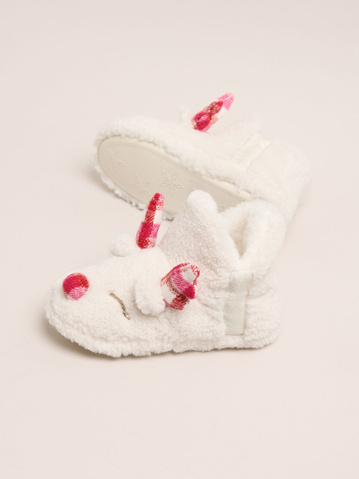 Lipsy Cream Soft Faux Borg Cream Reindeer Slipper Ankle Boots - image 2