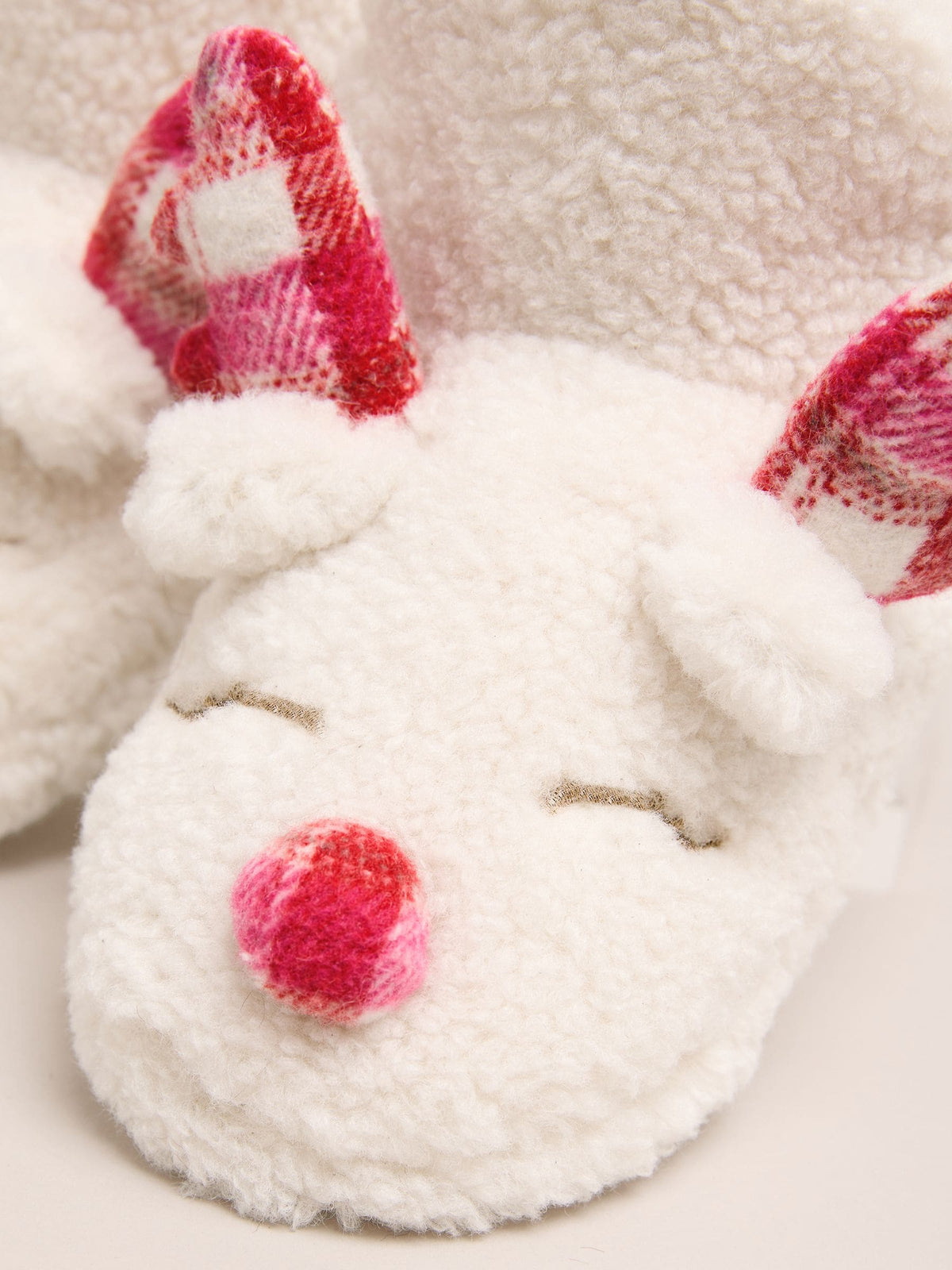 Lipsy Cream Soft Faux Borg Cream Reindeer Slipper Ankle Boots - image 3