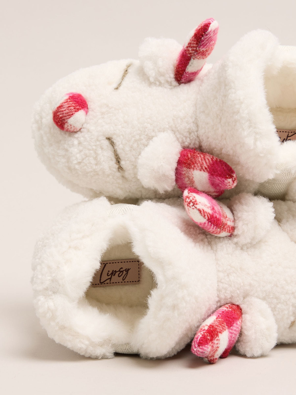 Lipsy Cream Soft Faux Borg Cream Reindeer Slipper Ankle Boots - image 4