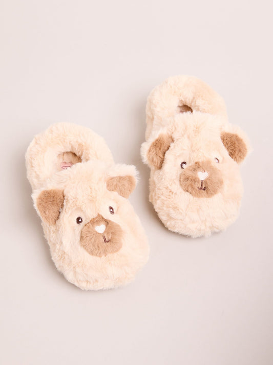 Dsiney Kidz - Lipsy Cream Faux Fur Bear Slip On Slippers Mules image 1
