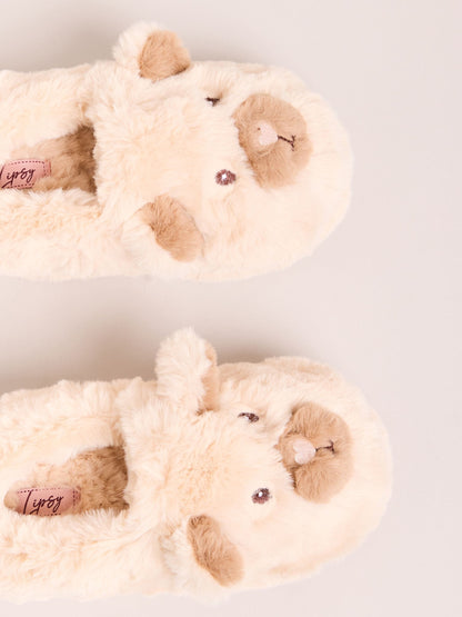 Dsiney Kidz - Lipsy Cream Faux Fur Bear Slip On Slippers Mules image 4
