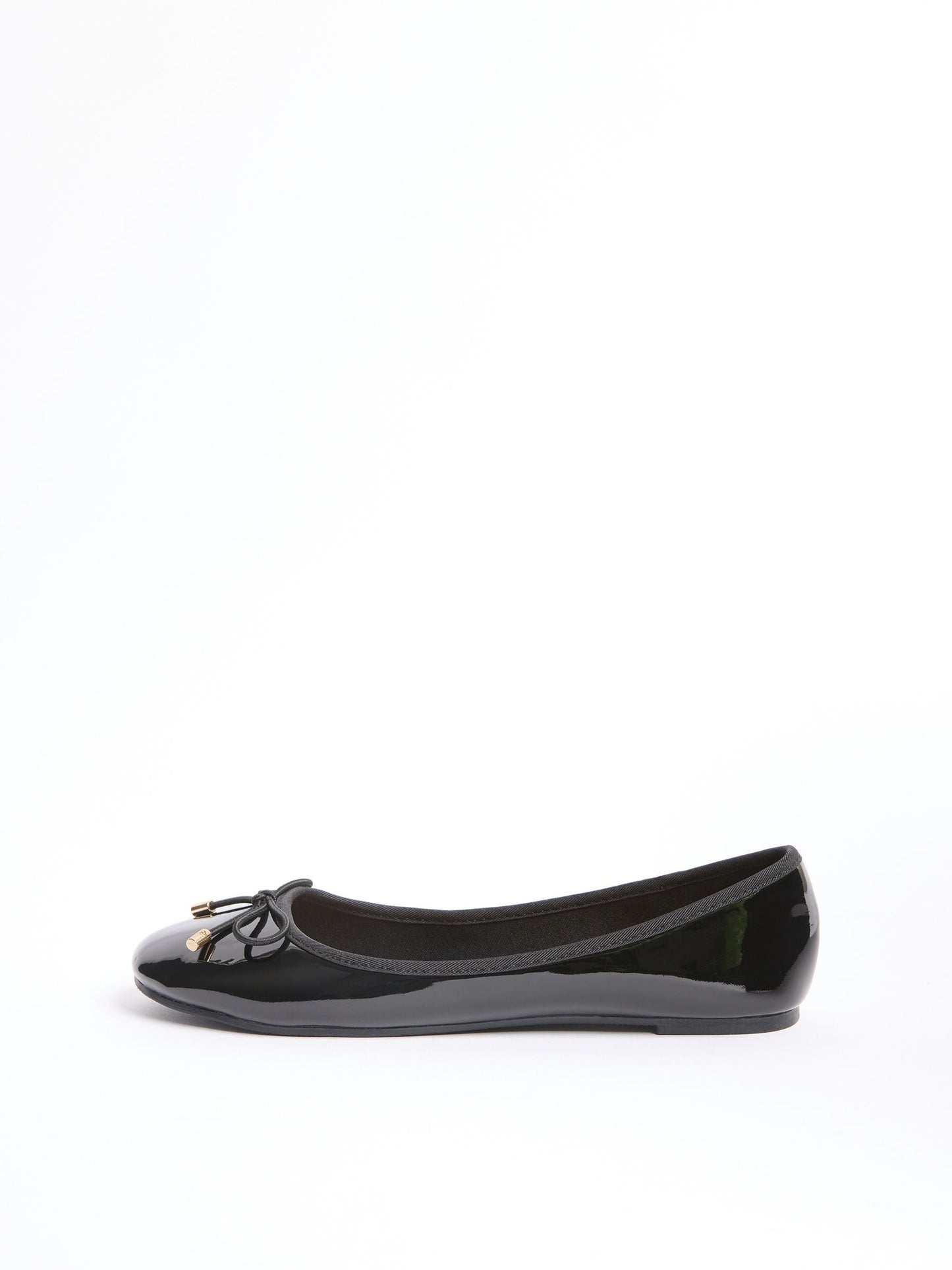 Lipsy Black Faux Patent Leather Bow Detail Ballerina School Shoes image 6